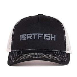 Realtree Fishing Richardson Mesh Back Trunker Hats and Caps for Men (RTFISH Logo | Black)