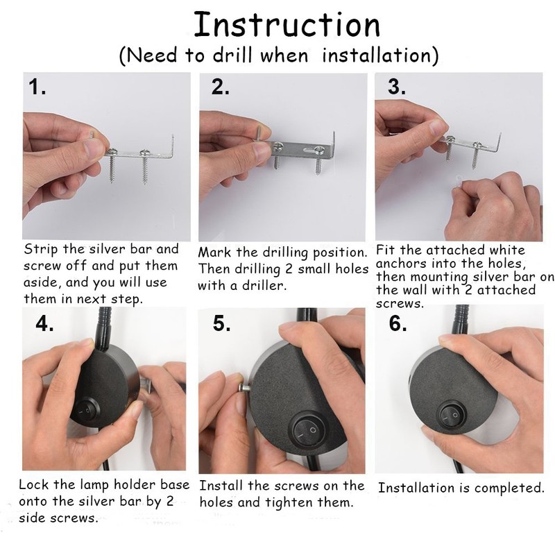 WeFoonLo 5W Wall Mounted Reading Light Flexible Gooseneck LED Sconce