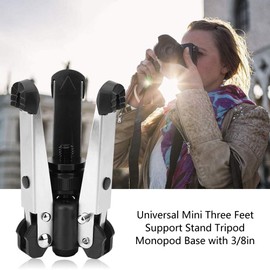 Monopod Stand Base， Acouto Universal Mini Three Feet Support Stand Tripod Monopod Base with 3/8in Screw for Monopods Ballhead