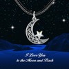 AOBOCO Celtic Knot Moon Choker Necklace 925 Sterling Silver Black