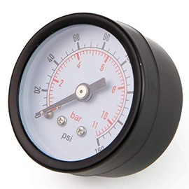 Stark USA XtremepowerUS Universal Pool Filter Pressure Gauge Spa/Pool/Aquarium Water Pressure Gauge, 1.5" Dial, 0-160 Psi, Rear Mount 1/8", Black (S75147)