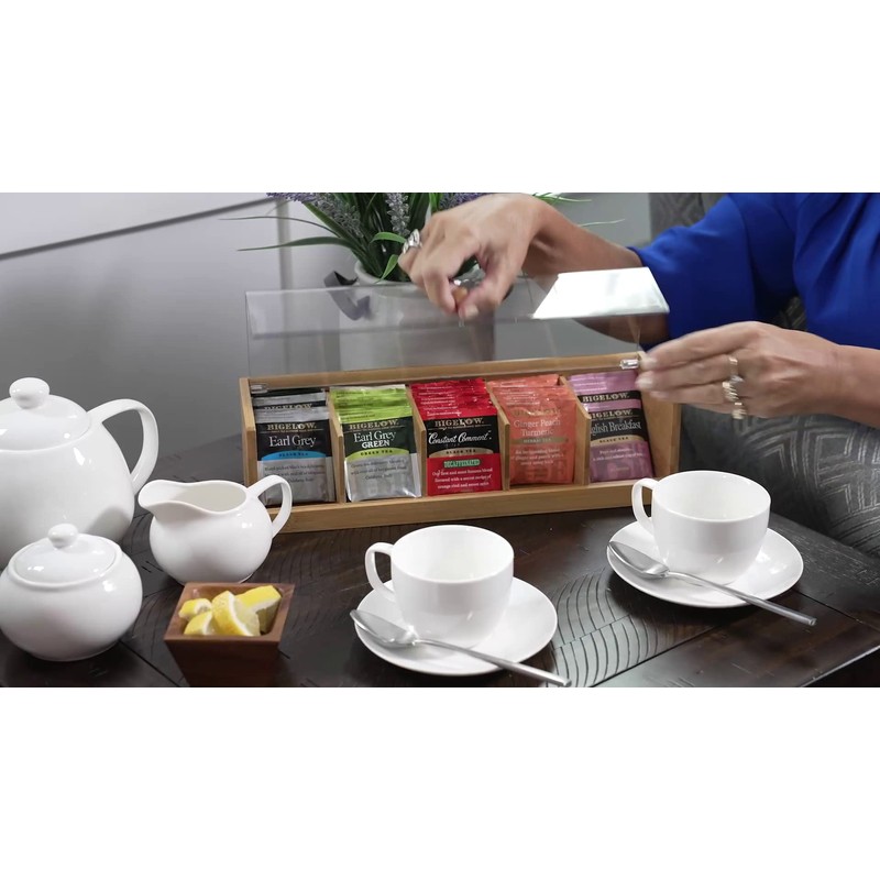 Lipper International 8187 Bamboo Wood and Acrylic Tea Box with