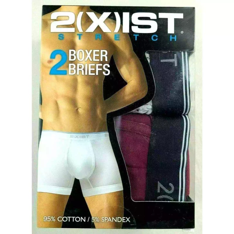 2(X)IST Men's Boxer Briefs L 34-36 2 Pack Red Pine