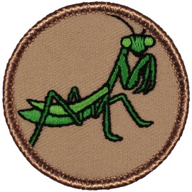 Patchtown Praying Mantis Patrol Patch - 2" Round Embroidered Patch - Sew-on