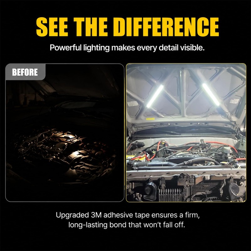 Fervorbeam 2pcs Under Hood Light Strip Kit White 42LEDs Waterproof