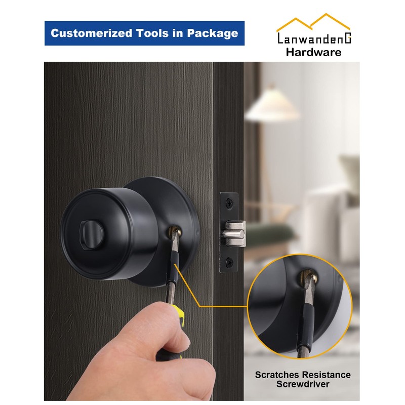 Lanwandeng 3 Sets Keyed Alike Entry Door Knobs and Single