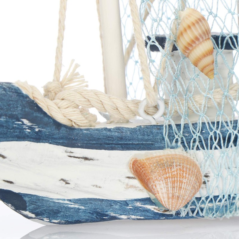 com-four® Maritime Decorative Sailing Ship Boat in Distressed Look Wooden