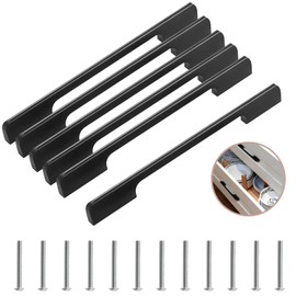 Lxoraziy Pack of 6 Kitchen Handles, 320 mm Furniture Handle, Black, Aluminium Alloy Drawer Handles with Screw for Drawer, Cabinet, Furniture