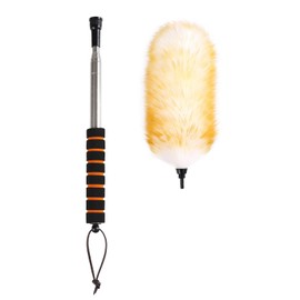 Daieeparty Wool Duster with Telescopic Rod Natural Cleaning Dusters for Sweeping The Corners of Ceilings Suspension Aircondition