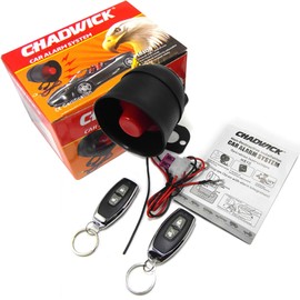 CHADWICK Alarma de sirena de bocina de coche, sistema de protección de seguridad universal con 2 controles remotos, sensibilidad de 7 niveles, 12 V, dispositivo antirrobo, sin ribete de rosca, instalación no destructiva