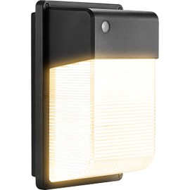 JJC LED Wall Pack Light with Photocell,28W(150-250W Replacement),3000LM 3000K-Warm White Dusk to Dawn LED Outdoor Lighting,100-277V Outdoor Security Lights