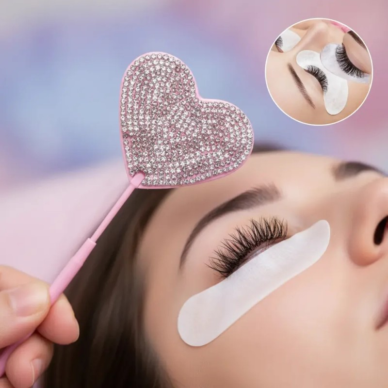 Espejo Para Extensiones De Pestañas, Forma Corazón Diamantes
