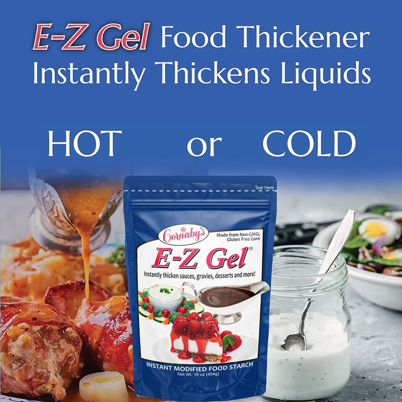 Cornaby's E-Z Gel Instant Food Thickener, 16oz. Gluten-Free, Non-GMO, All-Natural,