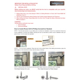 SDGINA Sliding Door Lock for Sliding Glass Door,Security Door Locks for Sliding Patio Doors, Lock Size 2.5" L, 1.5"W, Confirm Door Fit Before Purchase