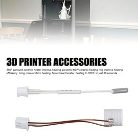 Ceramic Heater Thermistor, 60W Practical 3D Printer Replacement Hot End Parts for CRIALITY K1, K1 Max 3D Printer, Easy Installation, Heat Resistant Metal