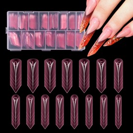 150Pcs Nail Forms for Gel Builder, Full Cover Dual Nail Forms for Polygel Reusable Acrylic False Nail Tips, 15 Sizes Scale for Manicure Extension