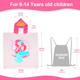 JORAKI Children's Bath Towels, Microfibre Bathrobe, Bath Poncho, Beach Towel, Kids, Ultra Soft and Absorbent Towel with Hood for Girls, Boys, Teenagers, 6-14 Years Old
