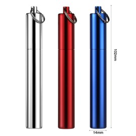 Metal Portable Toothpick Holder Pocket Travel Toothpick Holder Case Aluminum Alloy Tooth Pick Holders Box Waterproof Toothpick Container with Keychain for Outdoor Picnic Camping Fruit Picks Pill