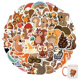 AONAYO 60 Stück Eichhörnchen Aufkleber Für Laptop,Eichhörnchen Aufkleber Pack,Eichhörnchen,Eichhörnchen Deko,Wasserfeste Squirrel Sticker,Tier Sticker,Für Scrapbook,Skateboard,Auto,Gepäck