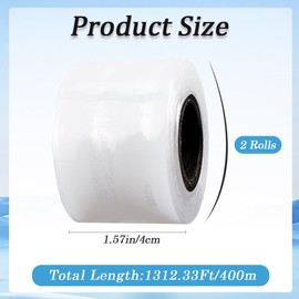 CREATCABIN 2 Rolls Stretch Wrap Film 4cmx400m Shrink Wrap Stretch Film Durable Plastic Shrink Film Shrink Wrap Roll Heavy Duty Stretch Wrap Film for Cosmetics Travel Packaging Moving Transparent