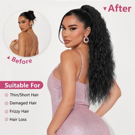 ALXNAN Claw Clip Ponytail,26 Inch Reddish Orange Ponytail Extension for Women Synthetic Long Curly Wavy Clip in Ponytail Hair Extensions Synthetic Hairpiece for Daily Party Use