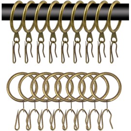 30 Pcs Metal Curtain Rings & Hooks, 30 mm Internal Diameter Decorative Curtain Hanging Rings for Rods (Green Bronze)