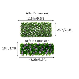 2PCS Expandable Fence Privacy Screen Artificial Ivy Fence with Realistic Green Leaves Flowers Durable Privacy Screen for Garden, Balcony or Outdoor Decoration (2)
