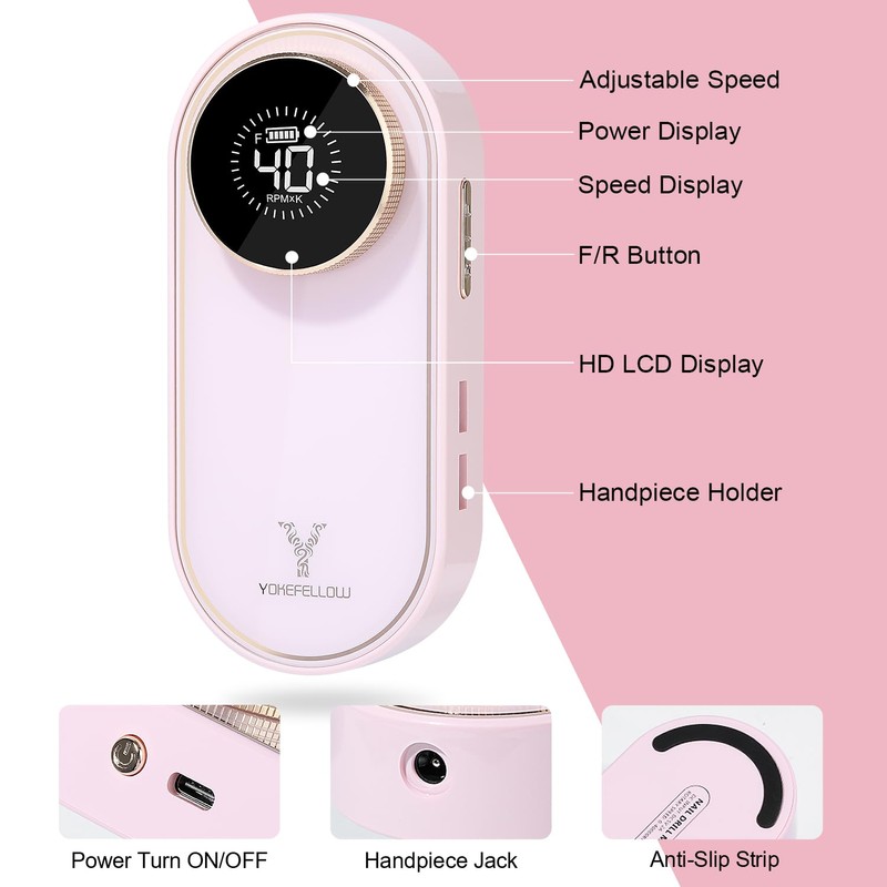 YOKE FELLOW Nail Drill Machine - 40000 RPM Electric Nail