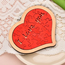 Love Heart Puzzle for Valentines Day Gifts for Boyfriend Girlfriend Anniversary Wedding Gifts for Husband Wife I love You wooden Heart Ornament for Fiance Fiancee Romantic Gifts for Bride Groom