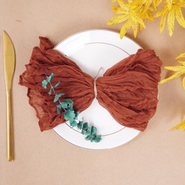 Nydotd 12pcs Cheesecloth Napkins 20 x 20 Inch Fall Boho Dinner Wrinkled Rustic Linen Table Decorative Cloth Napkins for Wedding Thanks Giving Party Baby Shower Home (Russet)