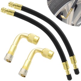 Tire Valve Extension, 8.25 Inch Flexible Valve Stem Extenders with Brass Schrader Tire Valve Extension Adaptor Compatible for Cars Truck Motorcycle Bike Scooter(2 Pack)