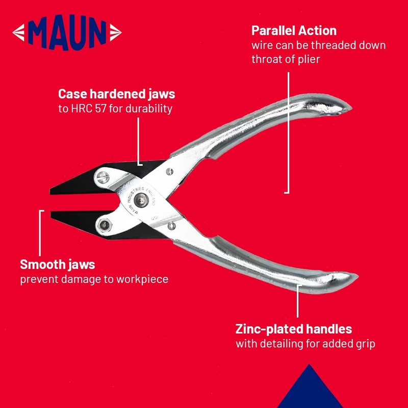 Maun 4870-160 Smooth Jaws Flat Nose Parallel Plier 160 mm