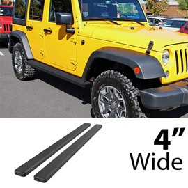 APS Running Boards (Nerf Bars Side Steps Step Bars) Compatible with Jeep Wrangler JK 2007-2018 4-Door (Factory sidesteps or Rock Rails Have to be Removed) (Black Powder Coated 4 inches)
