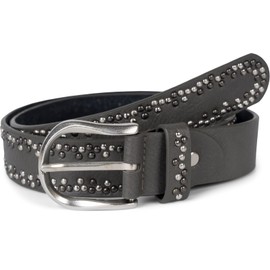 styleBREAKER Rivet Belt with Multicoloured Small Rivets, Belt Faux Leather, Plain, Can Be Shortened, Unisex 03010071, darkgray