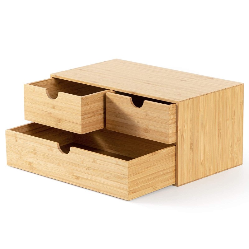 Wisuce Bamboo Desk Organizer - Mini Desktop Drawer Tabletop Storage