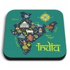 1x Square MDF Magnet 5cm - India Travel Map Flag