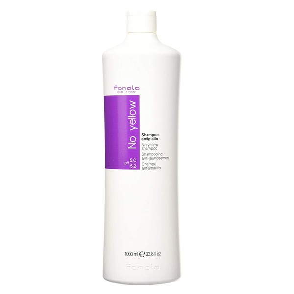 Fanola No Yellow Shampoo With Purple Violet Pigments To Eliminate Unwanted Yellow Tones & Brassiness In Platinum, Light Blonde, Gray, Bleached, or Highlighted Hair 33.8oz