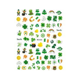 Generic Happy St Patrick's Day Parade Leprechaun Shamrock Drink Gold Hats Nail Sticker Wg488 Nail Wraps Art Stickers Manicure Supplies for Women for Home Nails Full Long Lasting Easy Apply and Remove