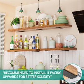 Goovilla Heavy Duty Floating Shelf Brackets 6 Inch for 2×4” Wood Stud, 4 Pack L Brackets for Shelves or Shelving, Black Coated Metal Shelf Hardware with 160 lb. Load Capacity and Easy Installation