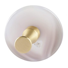 Rockcloud Pack of 2 Agate Slices Round Drawer Knobs Pulls Handles for Cabinet Drawer Wardrobe, Wall Mounted Cloths Hat Hooks for Home Office Decoration, Natural Color