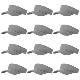 12 Pcs Sun Visor for Women Men Outdoor Sport Golf Tennis Softball, Adjustable Visors Hats 1600-12PC (Light Grey)