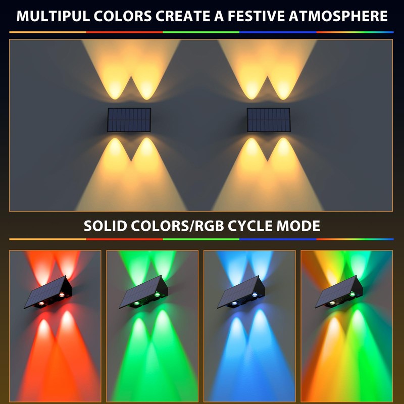 Solar Fence Lights,12 Pack Solar Lights Outdoor Warm White +