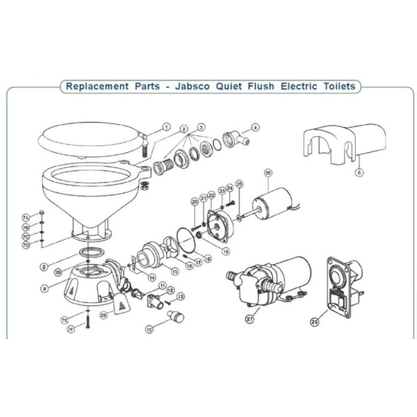 Jabsco 37004-1000, Base Assembly, Marine Head, Toilet Parts