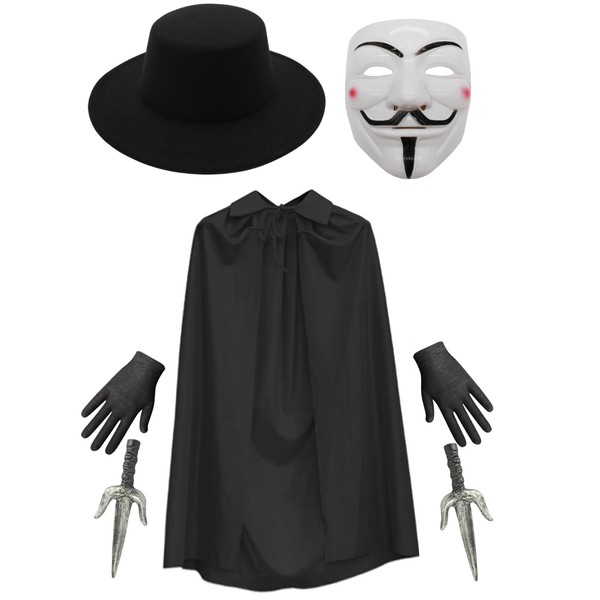 Kids Guy Fawkes Costume Boys Anonymous Killer Cosplay Sets for