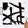 Black White Abstract Modern Geometric Living Room Bedroom Window Curtains