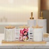 Relaxdays Cotton Bud Container with Tray, 3 Cups with Lid,