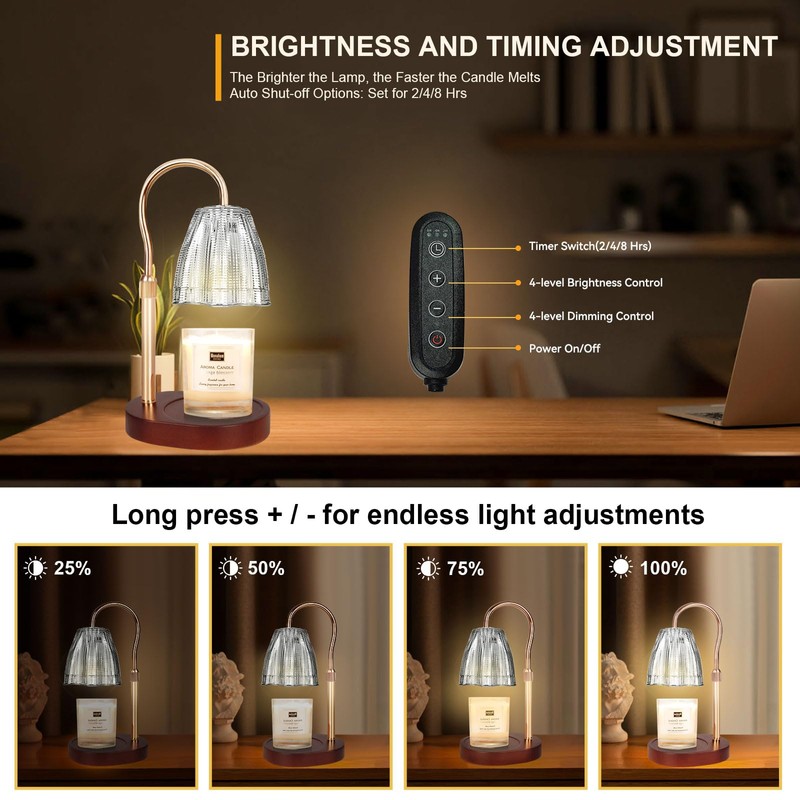 TOACSUCP Candle Warmer Lamp with 3 Bulbs, Adjustable Height Dimmable