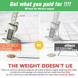 Dry Erase Calendar Kit- Magnetic Calendar for Refrigerator - Monthly Fridge Calendar Whiteboard with Extra-Thick Magnet Included Fine Point Marker & Eraser & Holes for Wall Hanging