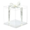 5 Pcs, 10'x10'x9' inch Food Grade Clear Plastic Display Boxes, 25.4 x 25.4 x 24 cm with Ribbon, for Cakes, Bakeries, Desserts, Birthday, Christmas and Thanksgiving