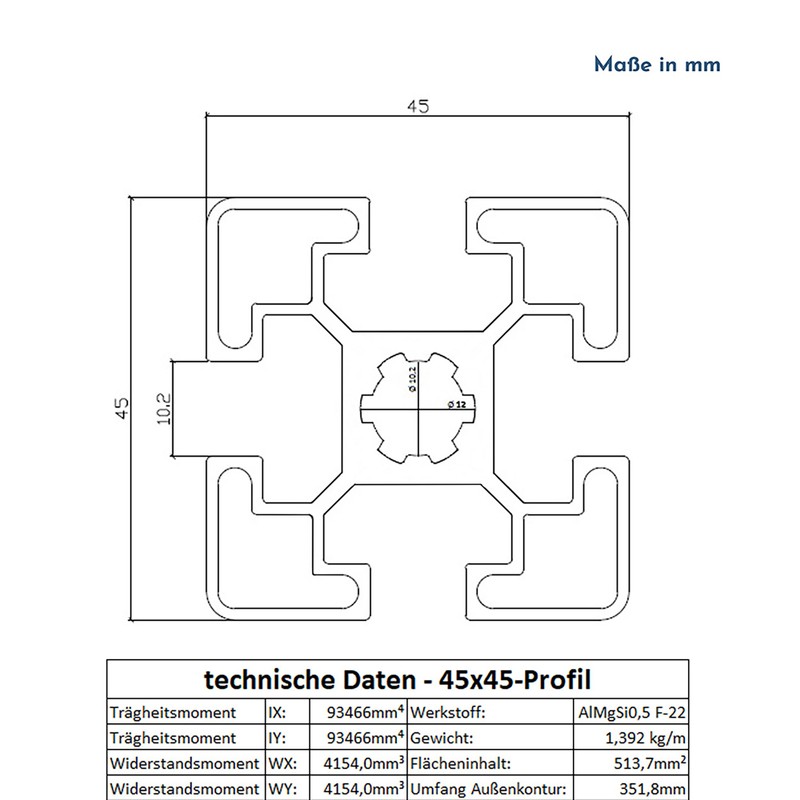 Aluminium Profile 45 x 45 mm System, Assembly, Construction Profile